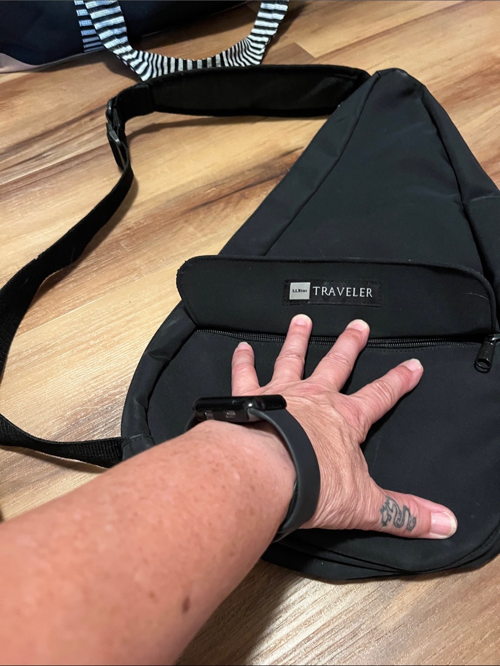 LL Bean Black Traveler Sling Bag
